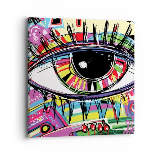 Quadro em tela - Olho colorido - alma colorida - 40x40 cm