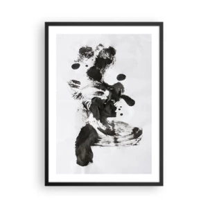 Pôster com moldura preta - Abstração em preto e branco no estilo expressionista - 50x70cm - Existe um método para a loucura? - Decoração de parede moderna para a sala de estar e quarto ARTTOR
