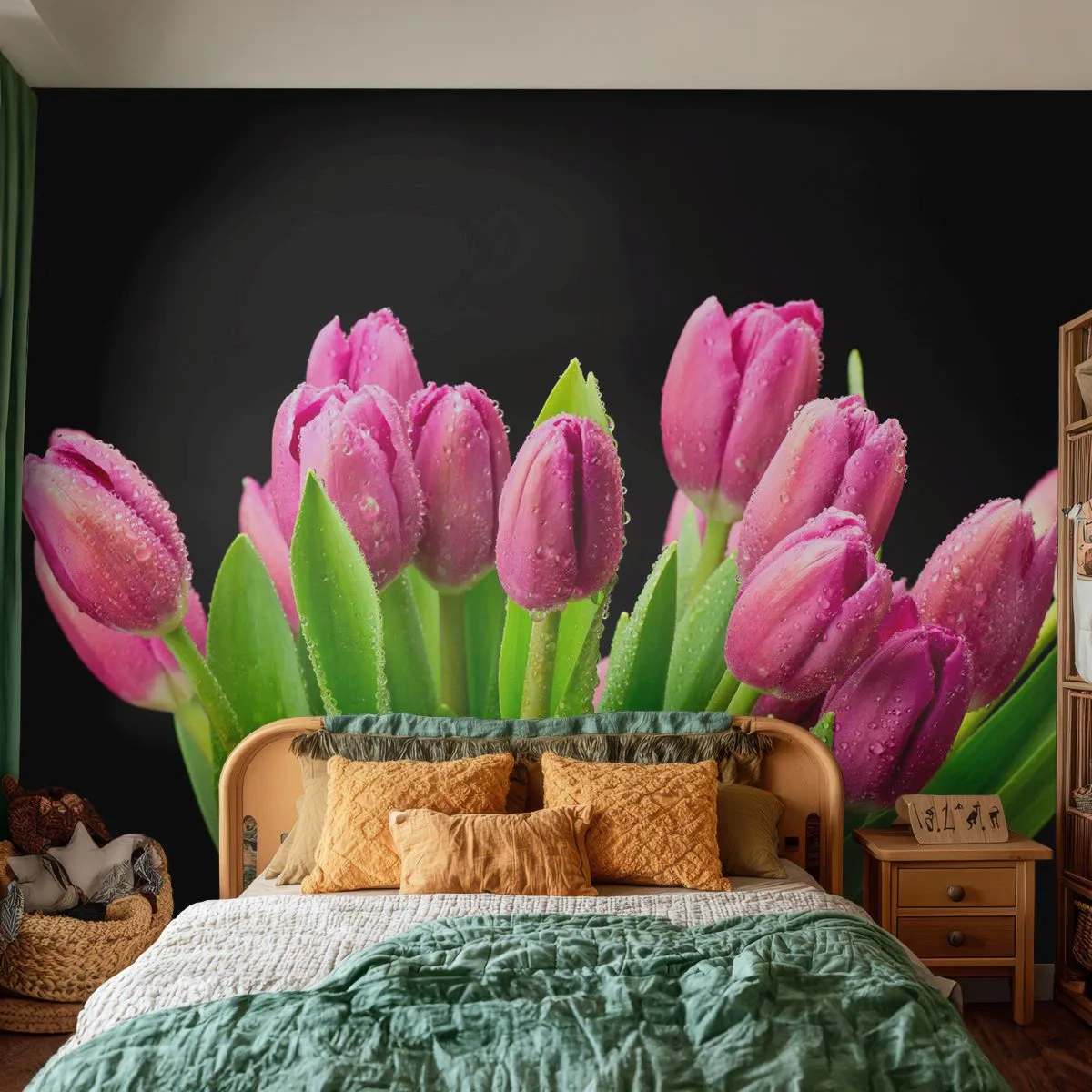 Papel de Parede Autocolante Deluxe Sticker - Alegria lilás da primavera - Flores, Tulipas, Buquê de flores - 250x175 cm