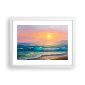 Pôster em moldura branca - O canto turquesa das ondas - 40x30 cm