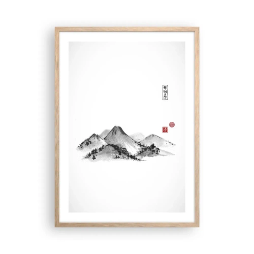 Pôster com moldura de carvalho claro - Para além do vale - 50x70 cm