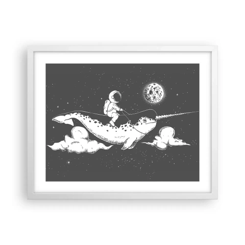 Pôster em moldura branca - Cavaleiro Espacial - 50x40 cm