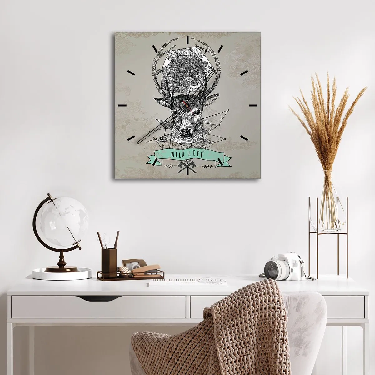 Relógio de parede - Relógio em vidro - A Visão de Santo Hubertus - 40x40 cm