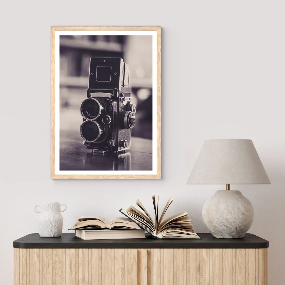 Pôster com moldura de carvalho claro - A magia da fotografia antiga - 40x50 cm