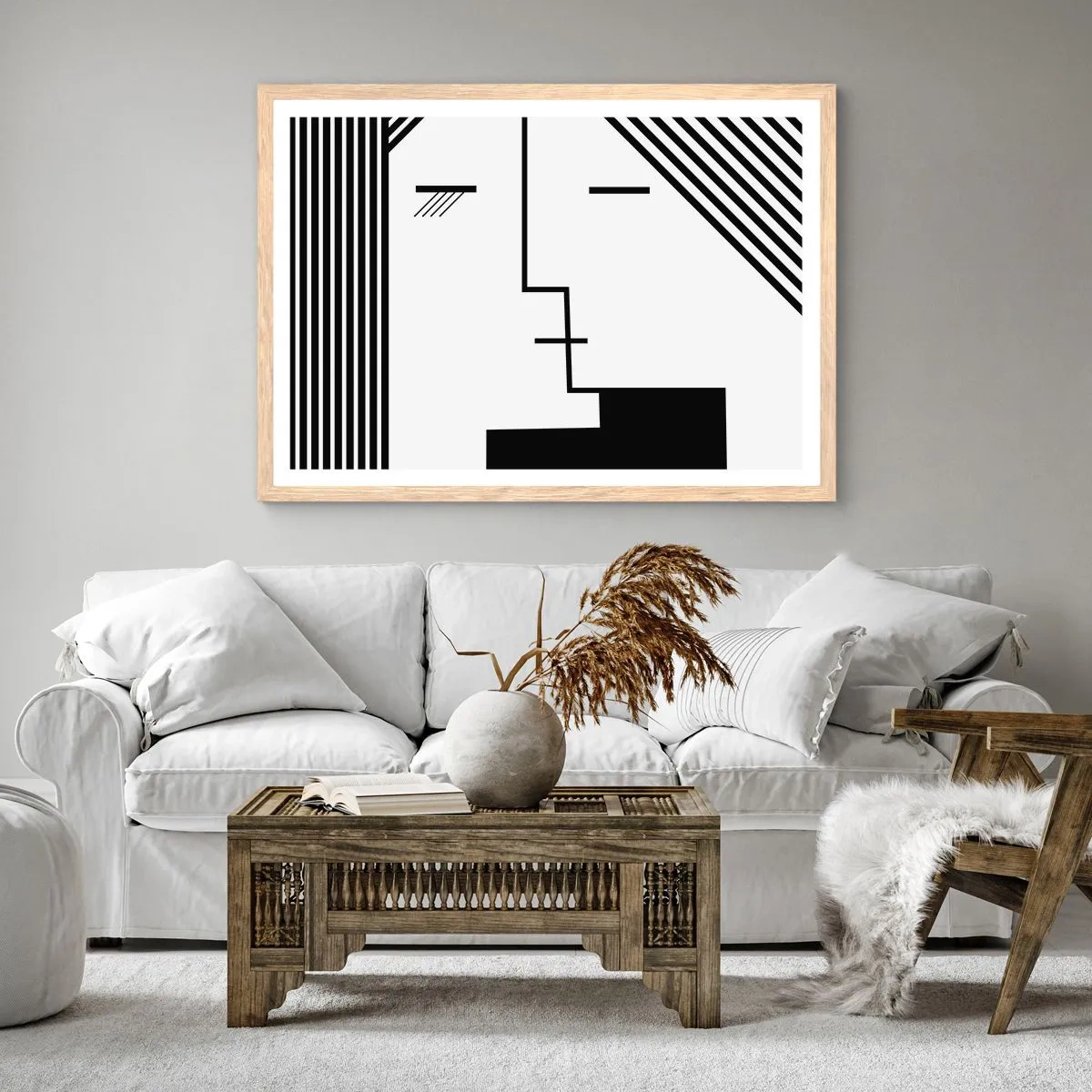 Pôster com moldura de carvalho claro - Apenas um beijo - 70x50 cm