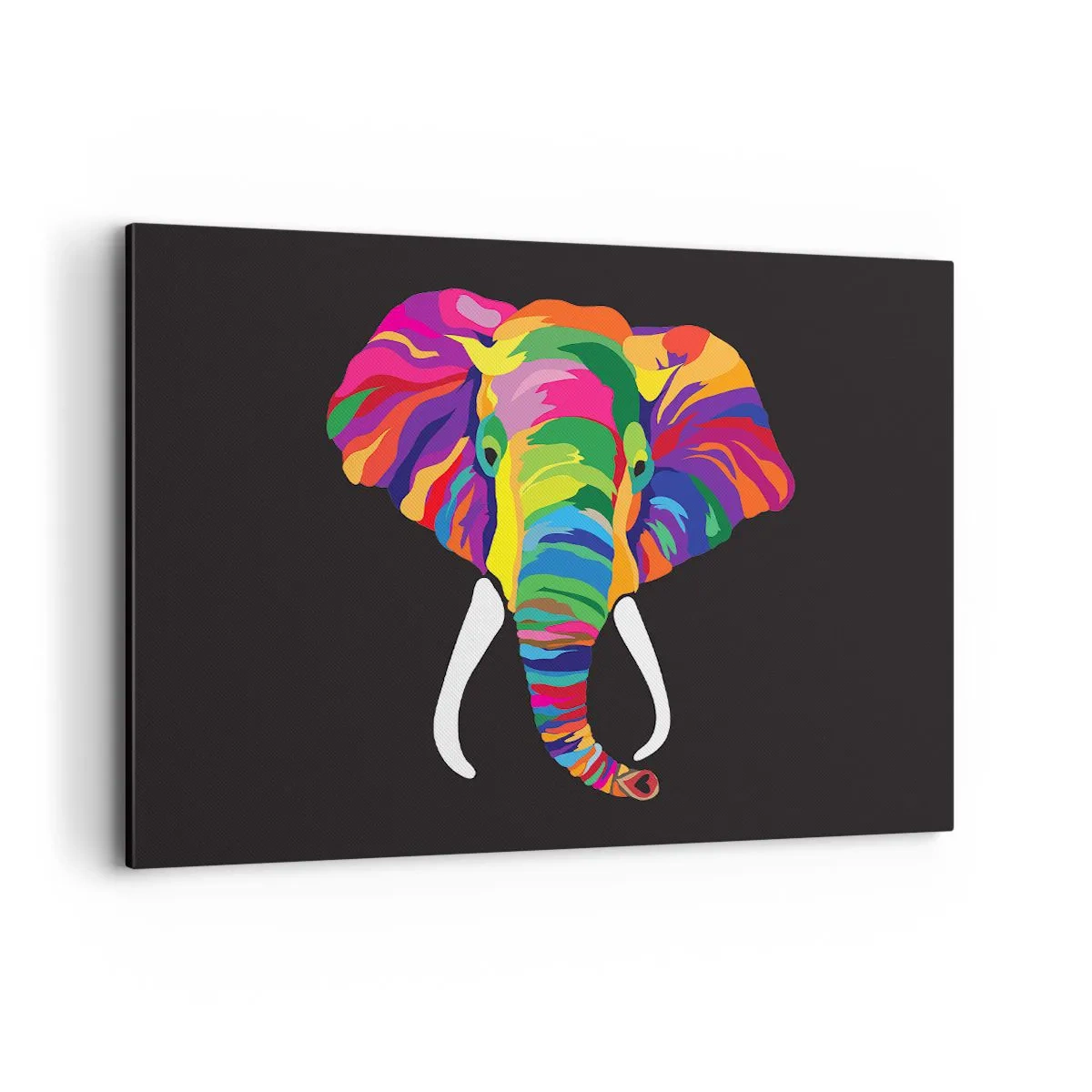 Quadro em tela - O elefante que adorava banhar-se no arco-íris - 120x80 cm