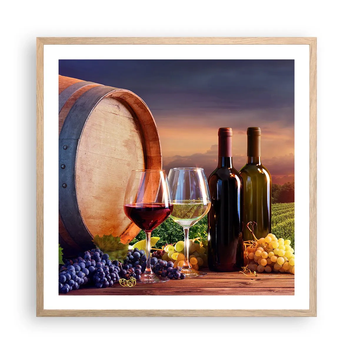 Pôster com moldura de carvalho claro - Aqui a vida tem um sabor - 60x60 cm