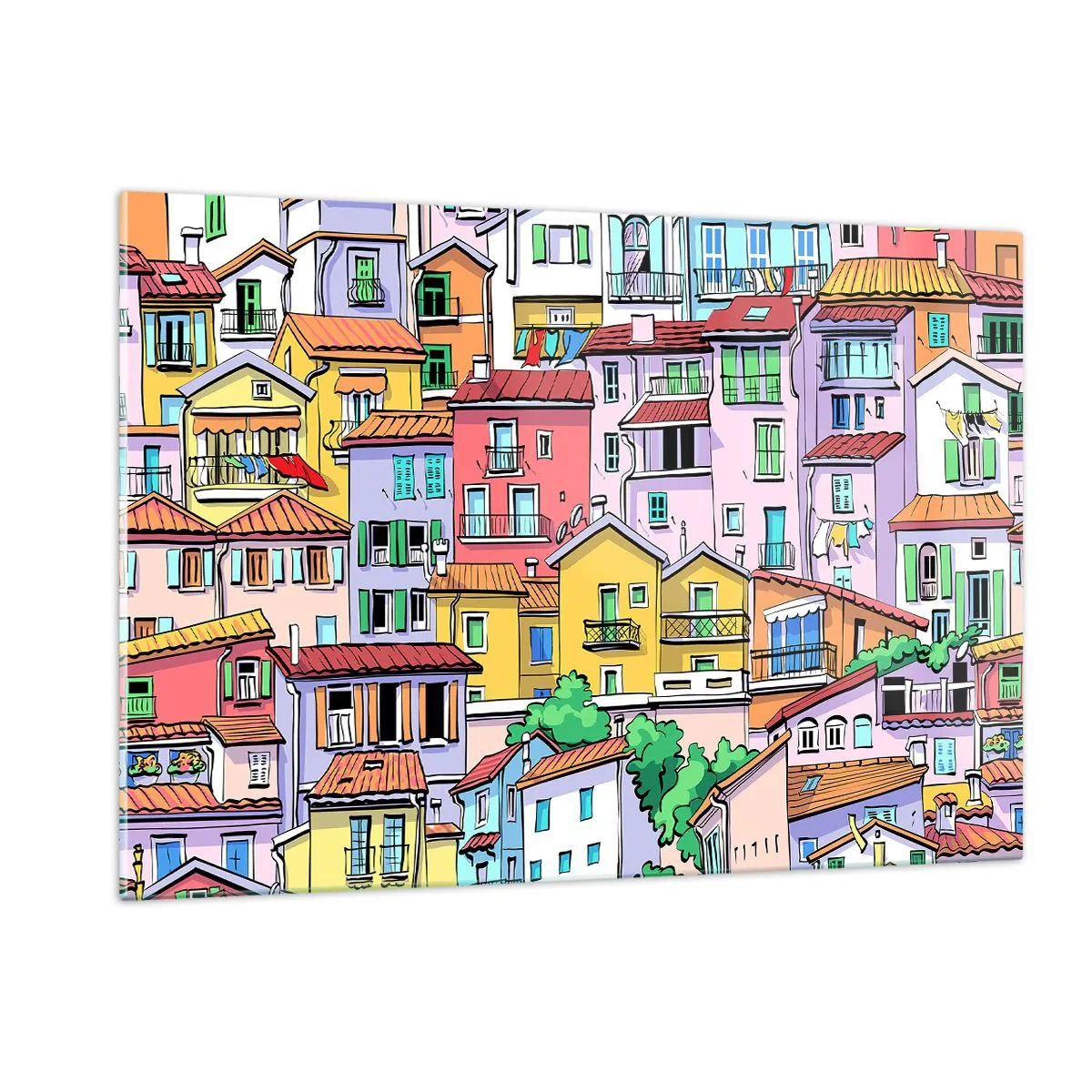 Quadro em vidro - Cidade divertida - 120x80 cm