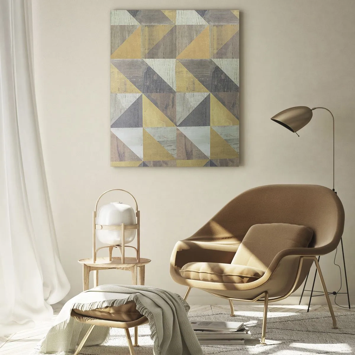 Quadro em vidro - Em ângulo com um triângulo - 70x100 cm