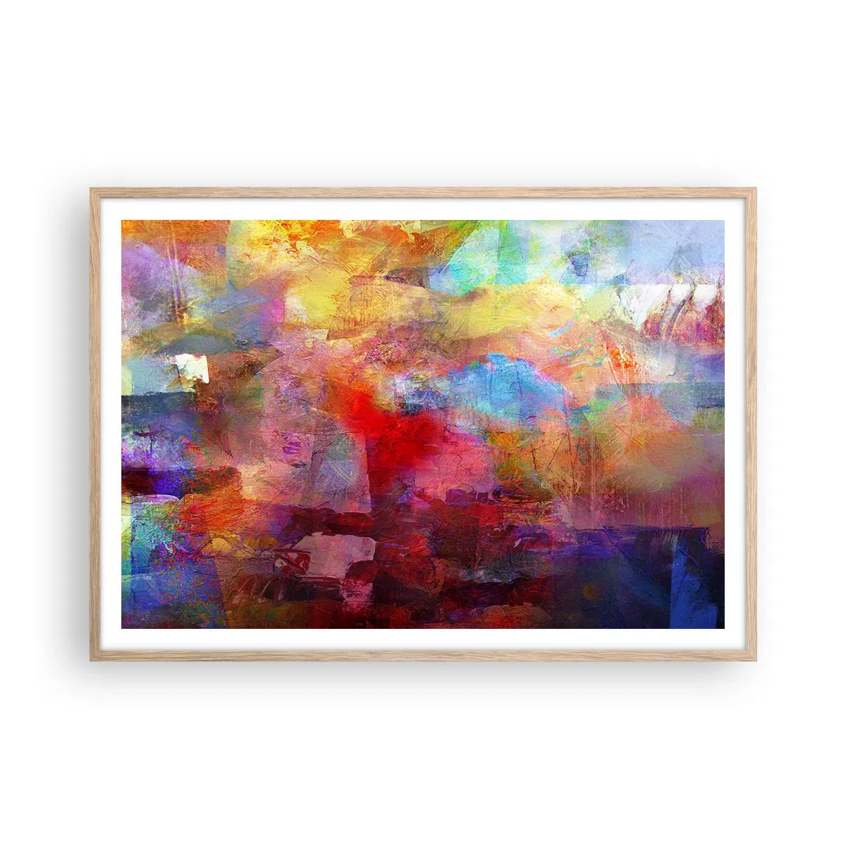 Pôster com moldura de carvalho claro - Olhe para dentro do arco-íris - 100x70 cm