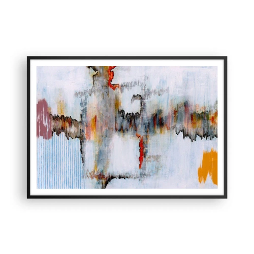 Pôster com moldura preta - Com um palito na água - 100x70 cm