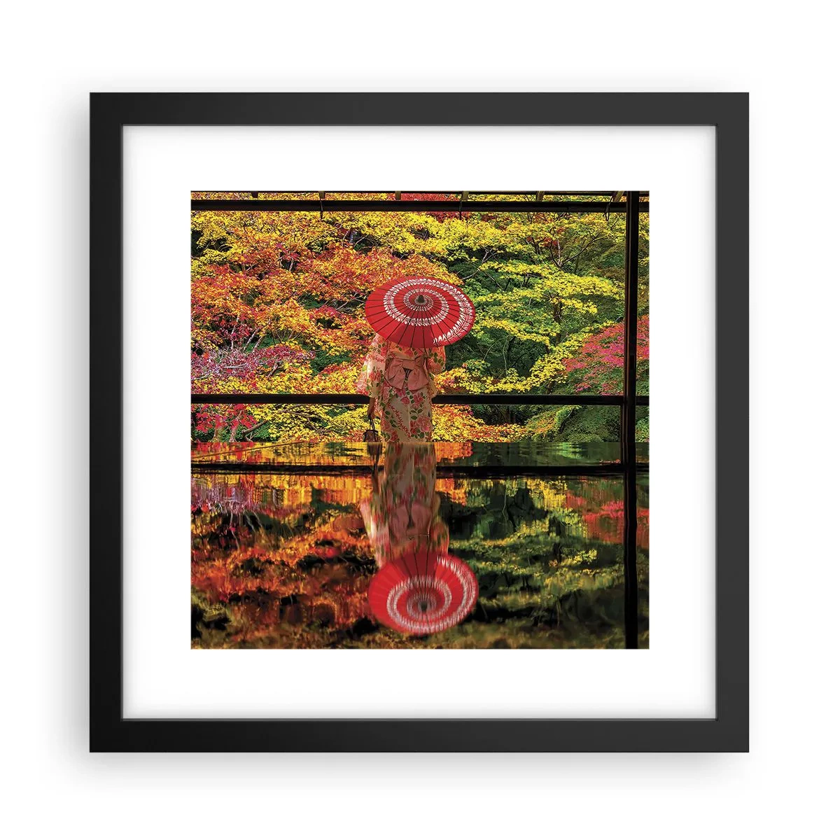 Pôster com moldura preta - No templo da natureza - 30x30 cm