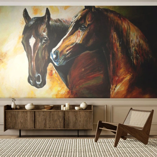 Papel de Parede Premium Canvas - Encanto em dobro - Animais, Cavalos, Natureza - 400x280 cm