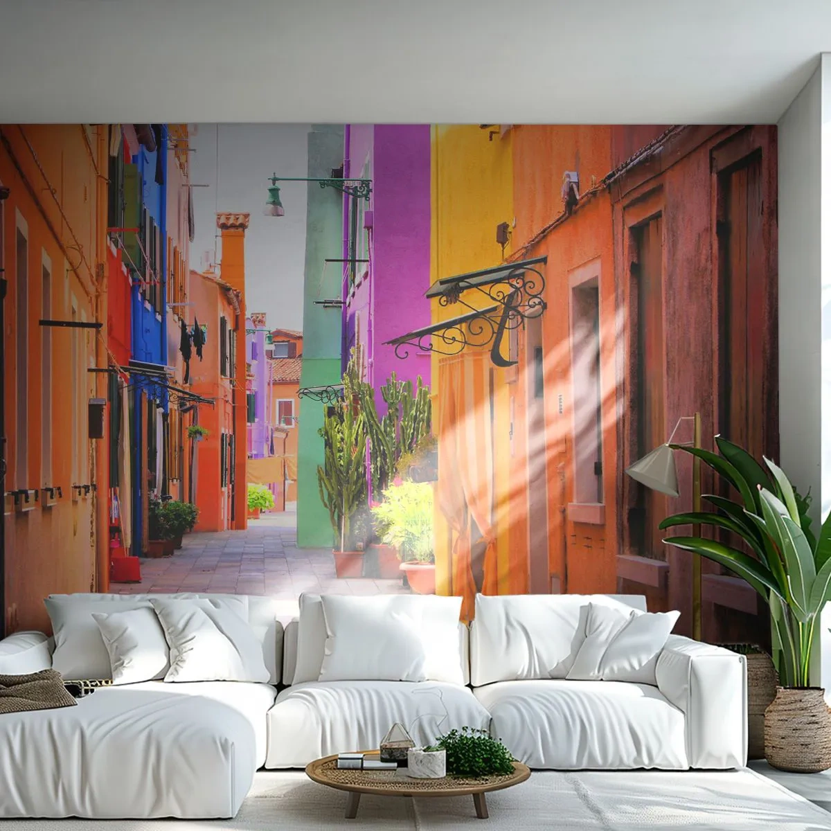 Papel de Parede Premium Sand - Beco arco-íris - Cidade, Veneza, Arquitetura - 500x350 cm