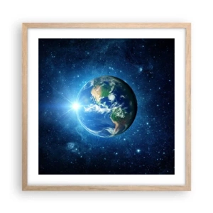 Pôster com moldura de carvalho claro - Estamos no céu - 50x50 cm