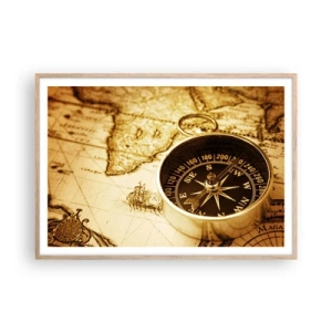 Pôster com moldura de carvalho claro - Oriente ou Ocidente? - 100x70 cm