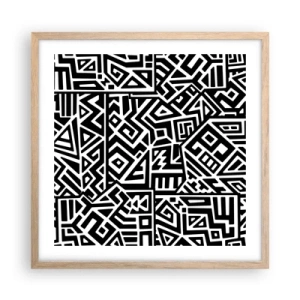 Pôster com moldura de carvalho claro - Composição pré-colombiana - 50x50 cm