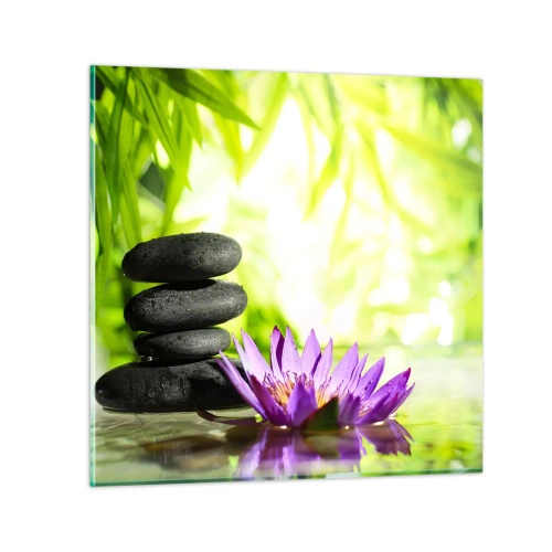 Quadro em vidro - Em um arbusto de bambu - 40x40 cm