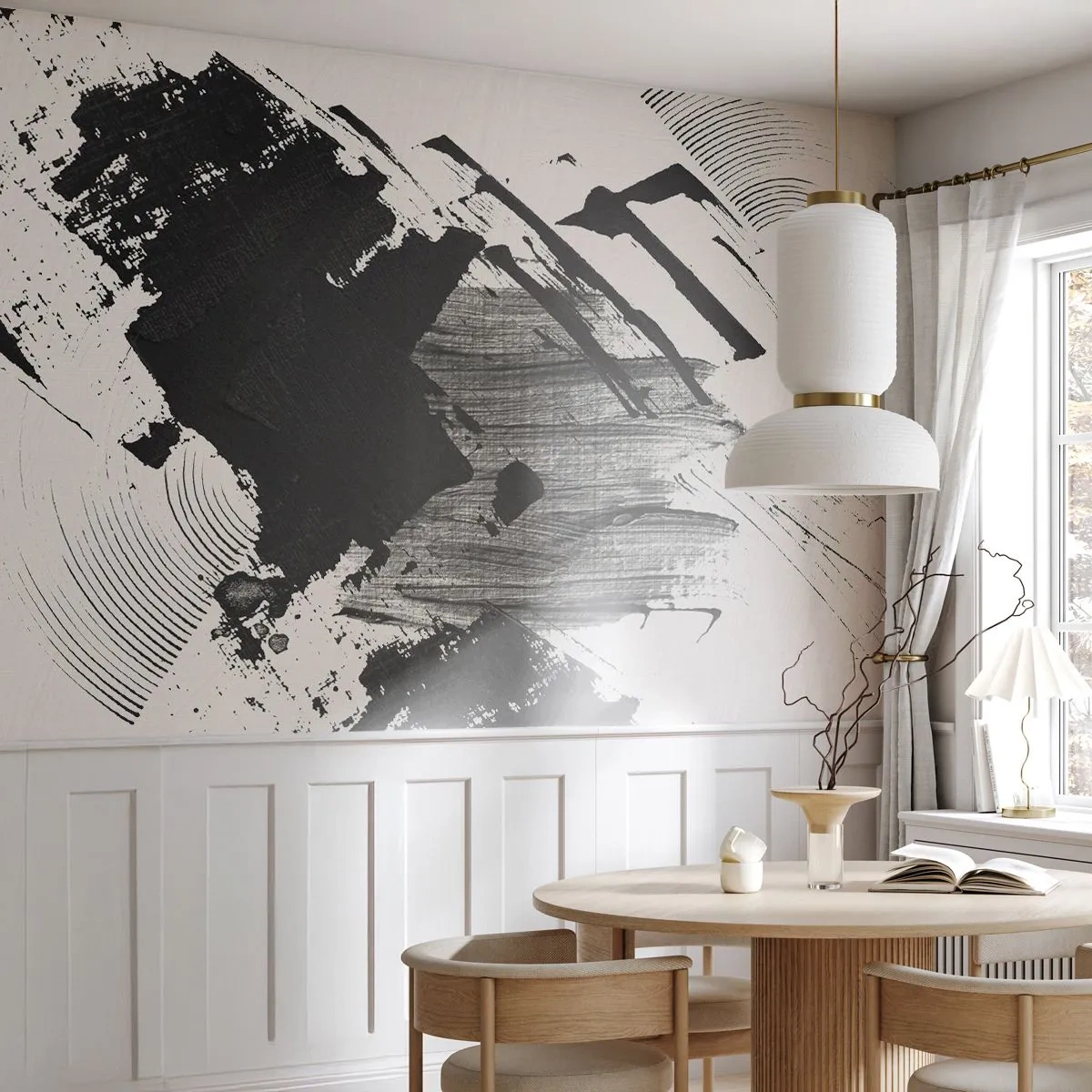 Papel de Parede Premium Sand - Abstração – expressão do preto - Pedaço, Moderno, Preto e branco - 100x70 cm