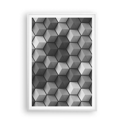 Pôster em moldura branca - Quebra-cabeça cubista - 70x100 cm