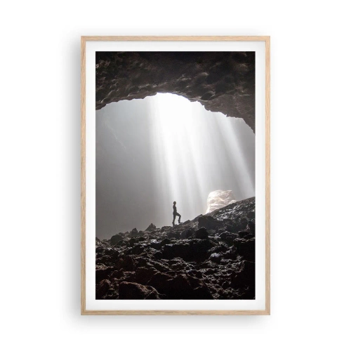 Pôster com moldura de carvalho claro - Gruta luminosa - 61x91 cm