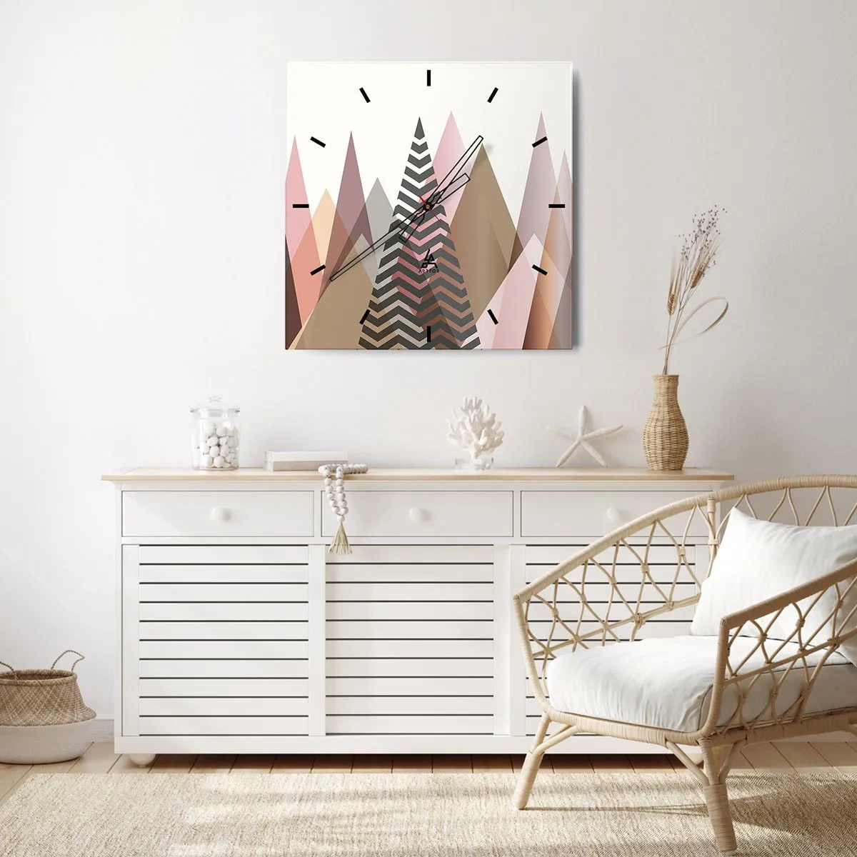 Relógio de parede - Relógio em vidro - Vista piramidal - 40x40 cm