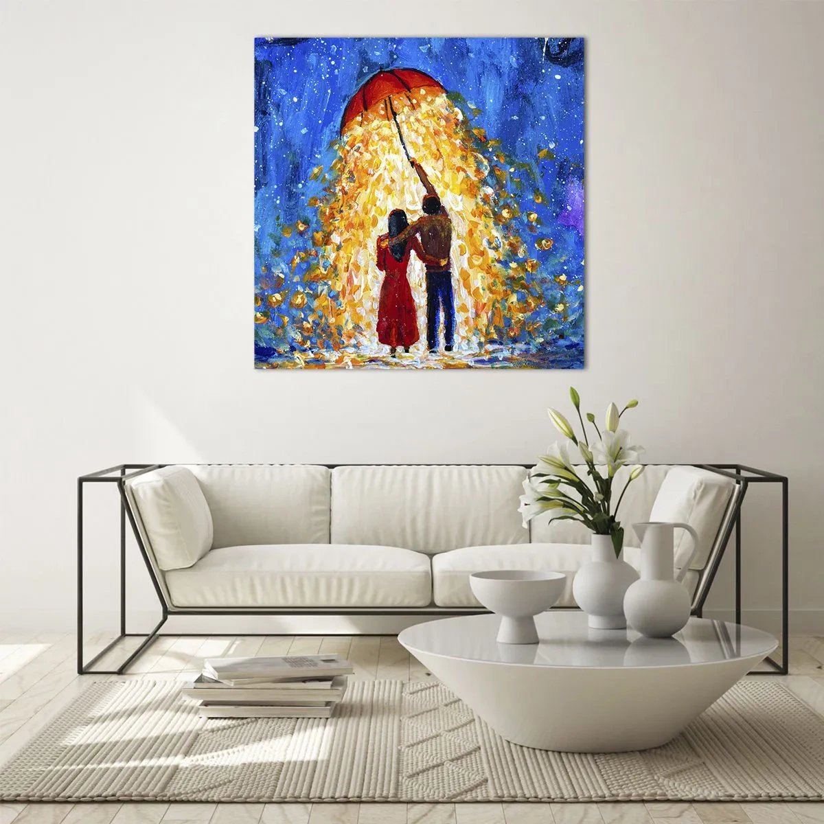 Quadro em vidro - A magia de uma noite chuvosa? - 70x70 cm