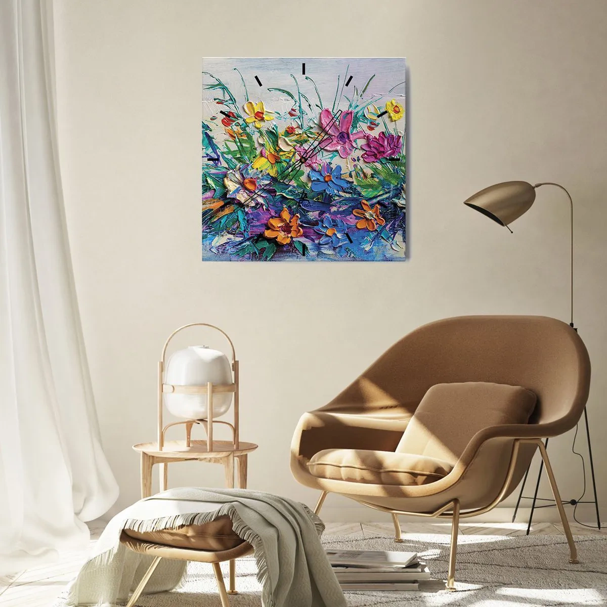 Relógio de parede - Relógio em vidro - Não é de todo natureza morta - 40x40 cm