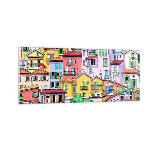 Quadro em vidro - Cidade divertida - 100x40 cm