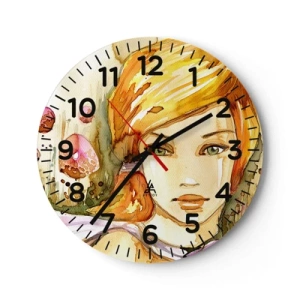 Relógio de parede - Relógio em vidro - Um olhar esmeralda que acalma a raiva - 40x40 cm