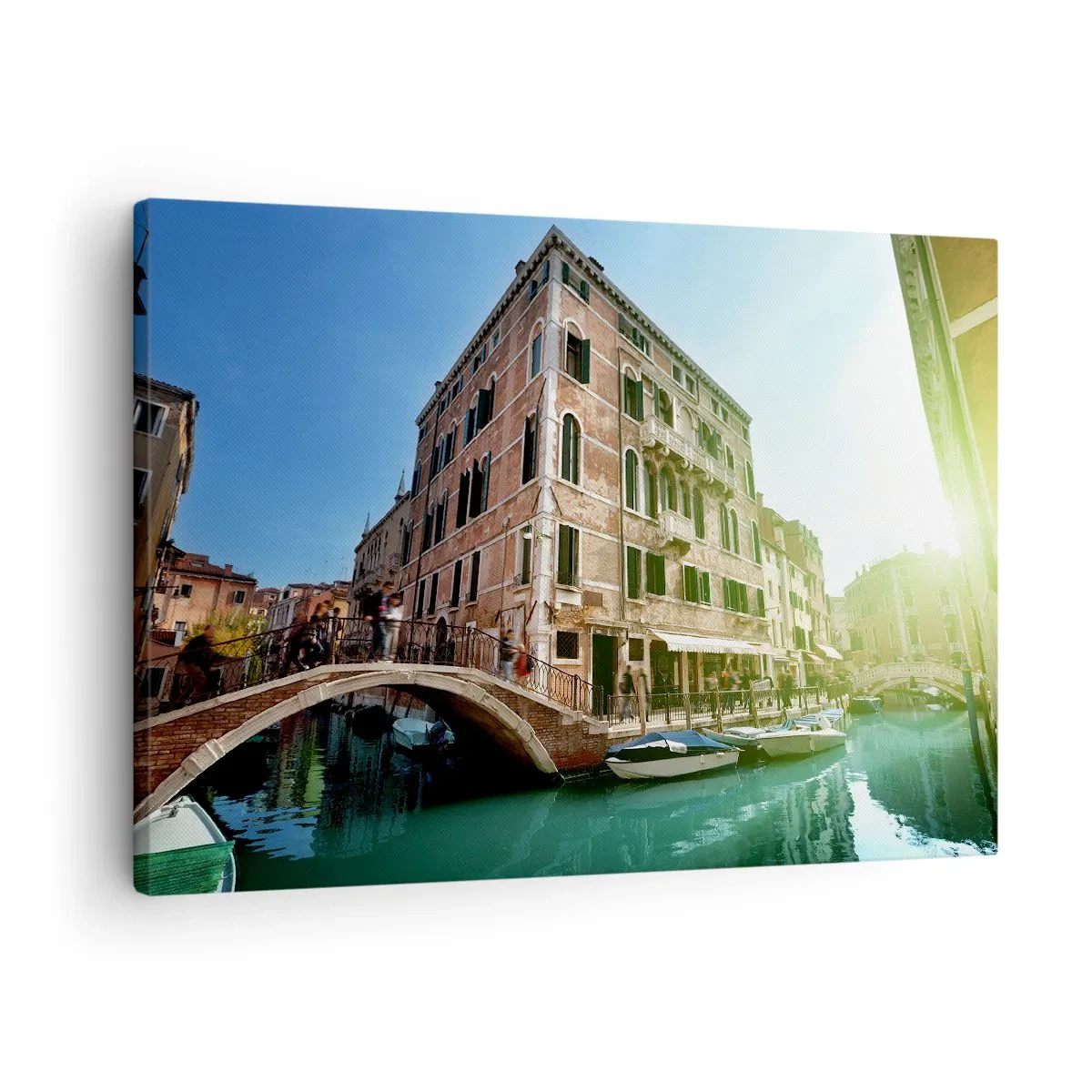 Quadro em tela - Ponte e Canal de Veneza com Arquitetura Histórica - 70x50cm - Veneza - Amore Mio - Decoração de parede moderna para a sala de estar e quarto ARTTOR