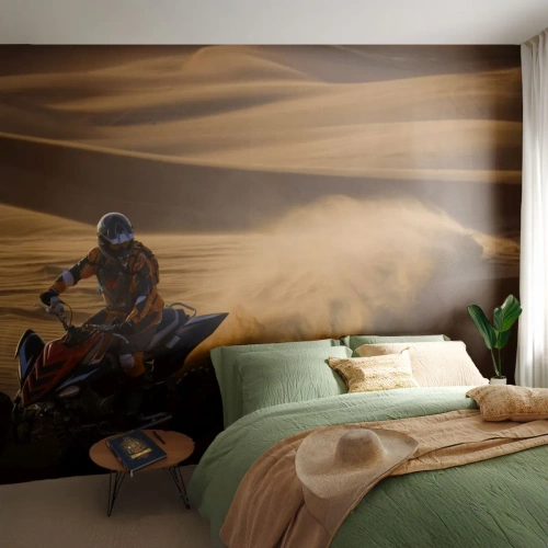 Papel de Parede Premium Canvas - Nas ondas de areia - quádruplo, Automotivo, Deserto - 450x315 cm