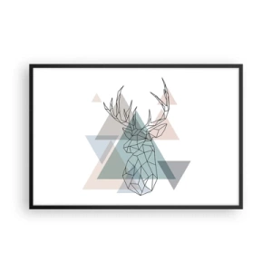 Pôster com moldura preta - Numa floresta geométrica - 91x61 cm