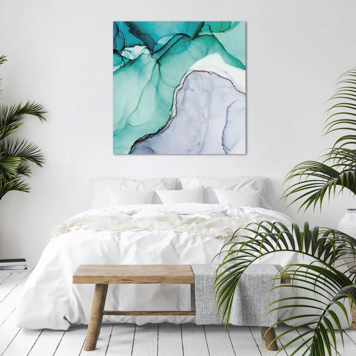 Quadro em tela - Estudo em turquesa - 60x60 cm