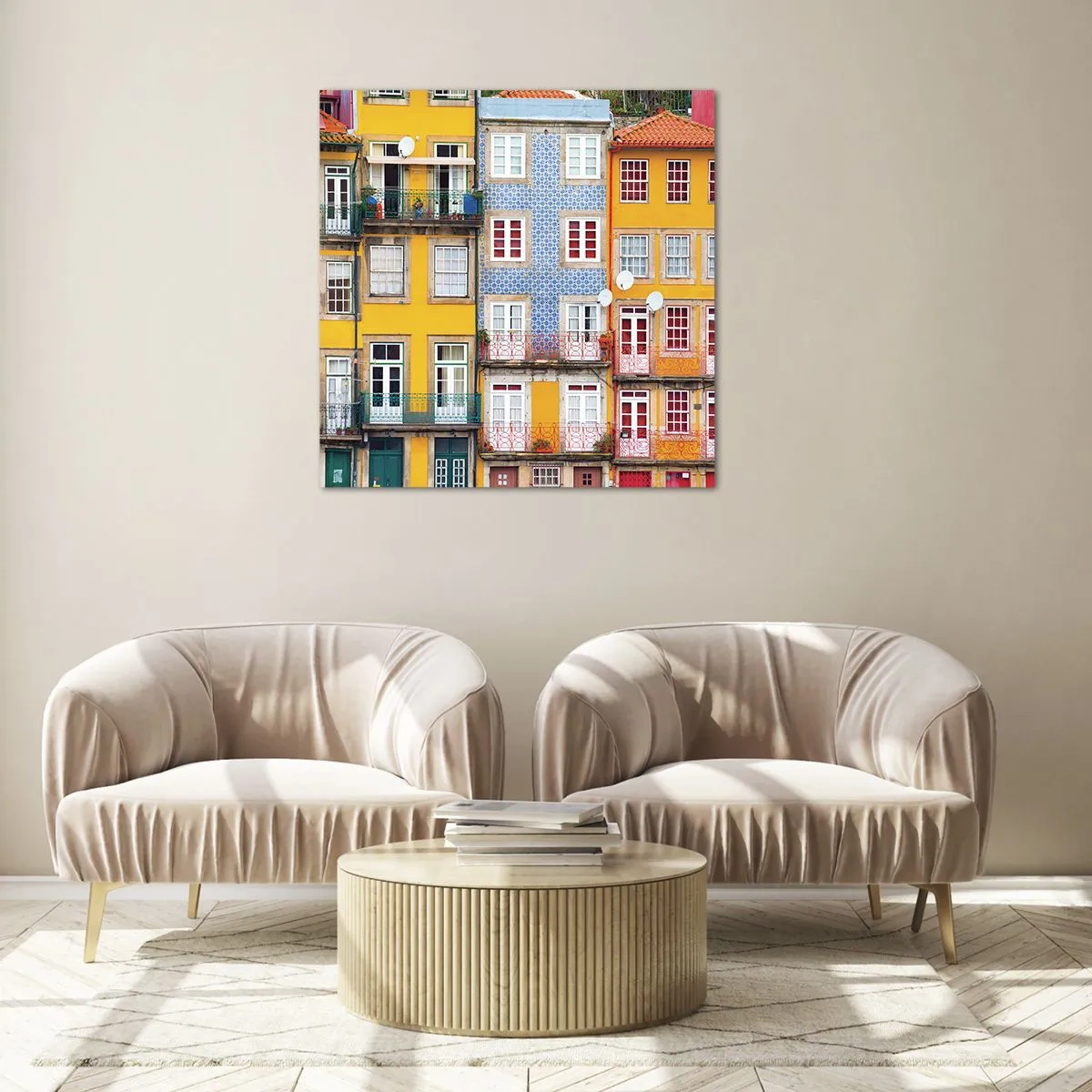 Quadro em vidro - Cores da cidade velha - 30x30 cm