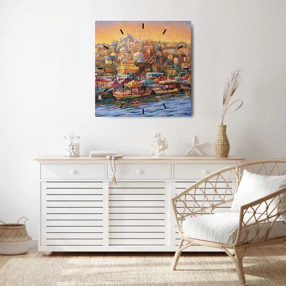 Relógio de parede - Relógio em vidro - Conto de Istambul - 30x30 cm