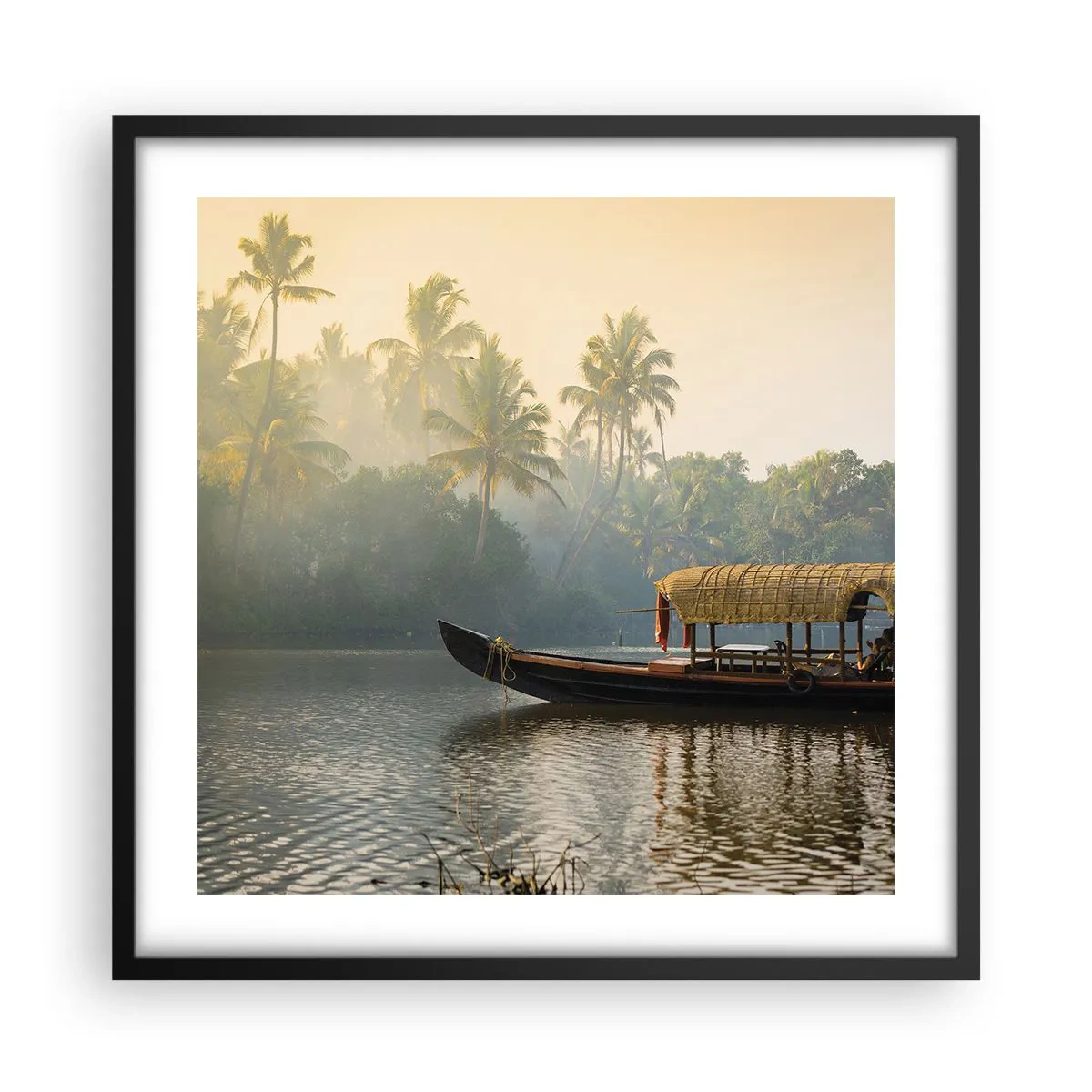 Pôster com moldura preta - Casa no rio - 50x50 cm