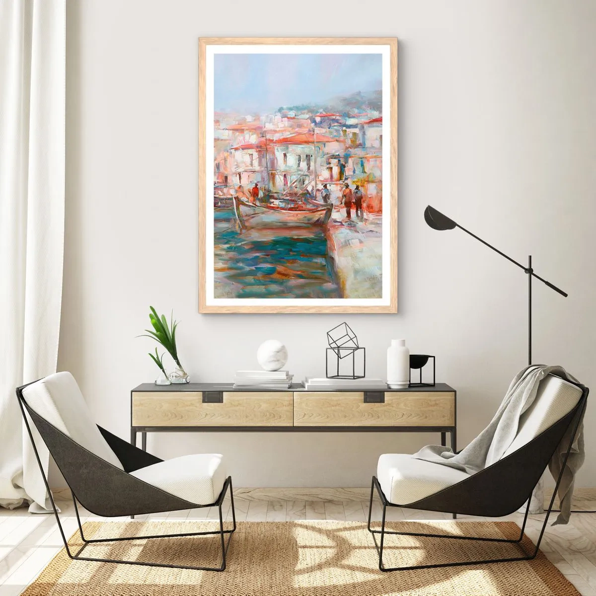 Pôster com moldura de carvalho claro - Férias em pastel - 61x91 cm