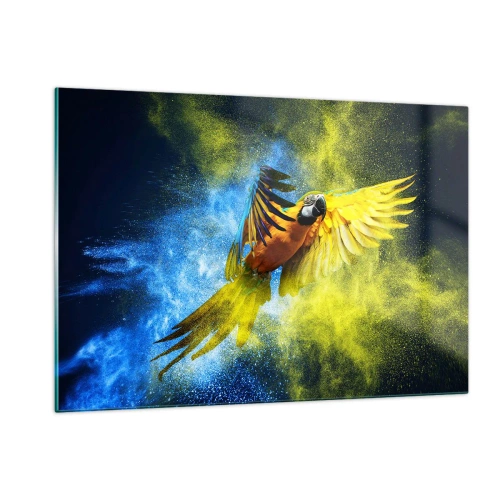 Quadro em vidro - Em pó azul-dourado - 120x80 cm
