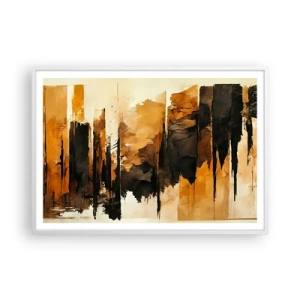 Pôster em moldura branca - Harmonia de preto e dourado - 100x70 cm