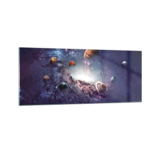 Quadro em vidro - Sistema da dança solar  - 100x40 cm