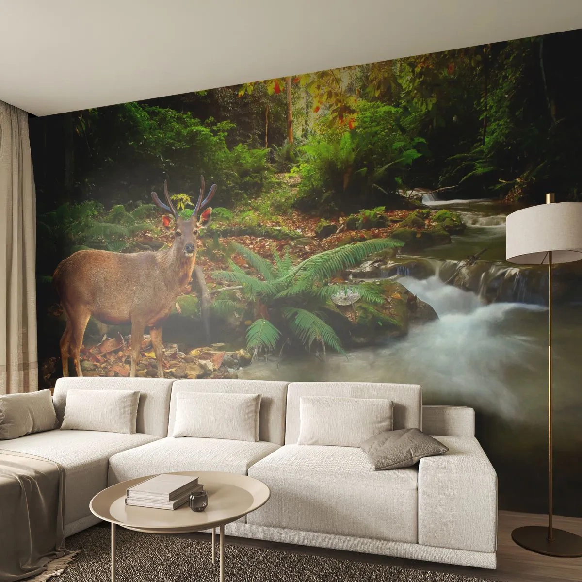 Papel de Parede Autocolante Deluxe Sticker - Bem-vindo ao meu mundo - Paisagem, Animais, Cervo - 250x175 cm
