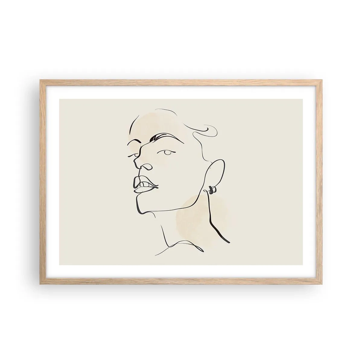 Pôster com moldura de carvalho claro - Olhar orgulhoso - 70x50 cm