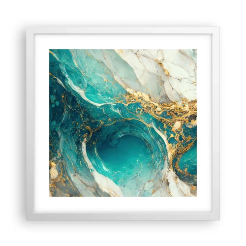 Pôster em moldura branca - Composição com veios d'ouro - 40x40 cm