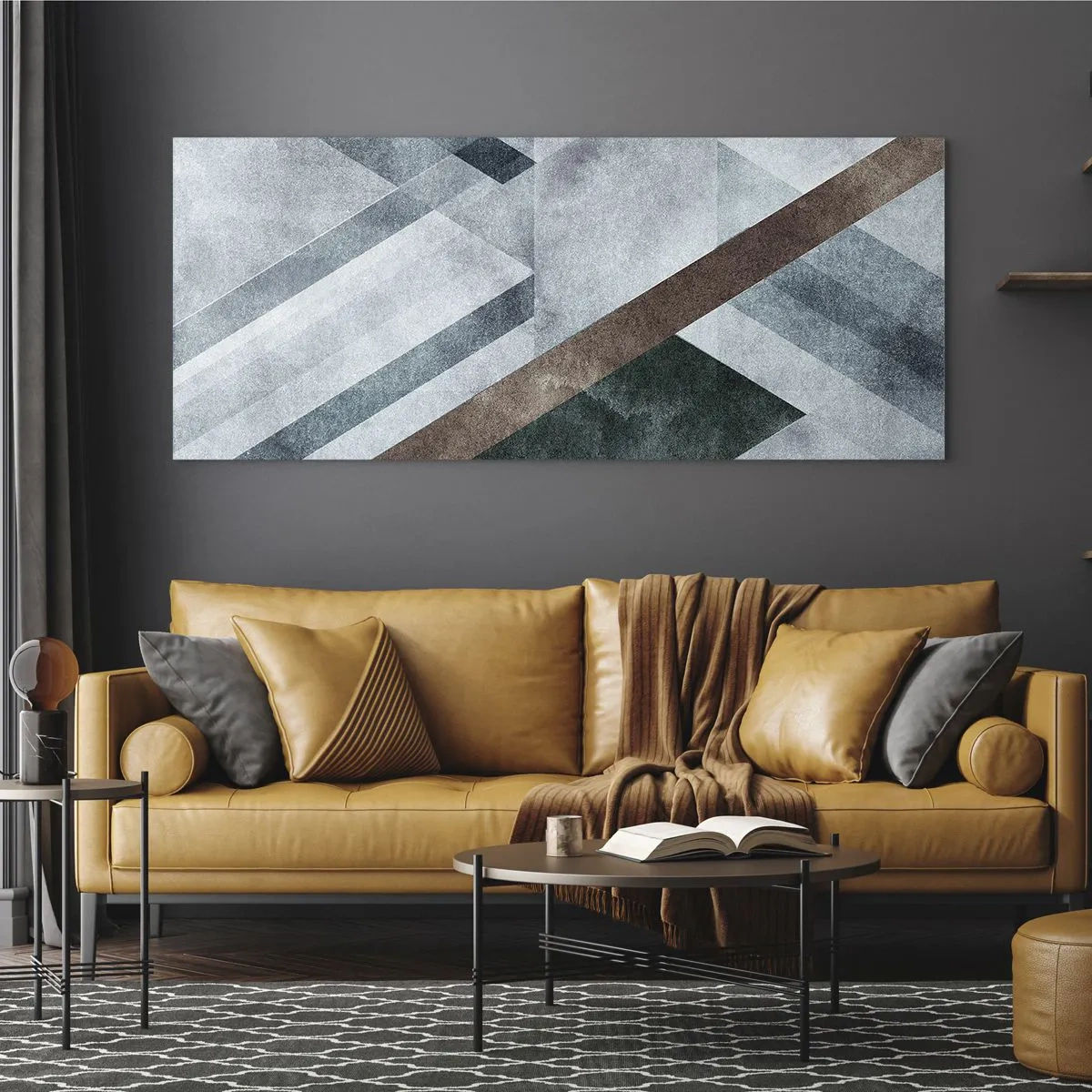 Quadro em vidro - Elegância sofisticada da geometria - 160x50 cm