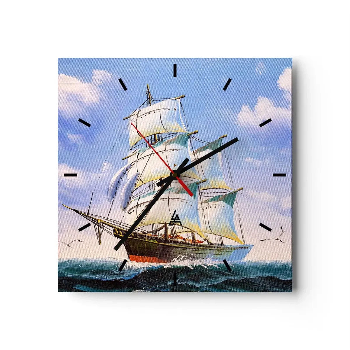 Relógio de parede - Relógio em vidro - Orgulhosamente com o vento - 40x40 cm