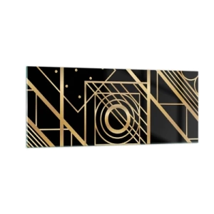 Quadro em vidro - Geometria dourada - 100x40 cm