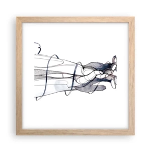 Pôster com moldura de carvalho claro - Estudo do toque - 30x30 cm