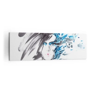 Quadro em tela - Retrato sensual em cinza e azul - 160x50 cm