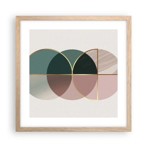 Pôster com moldura de carvalho claro - Círculo entre círculos… - 40x40 cm